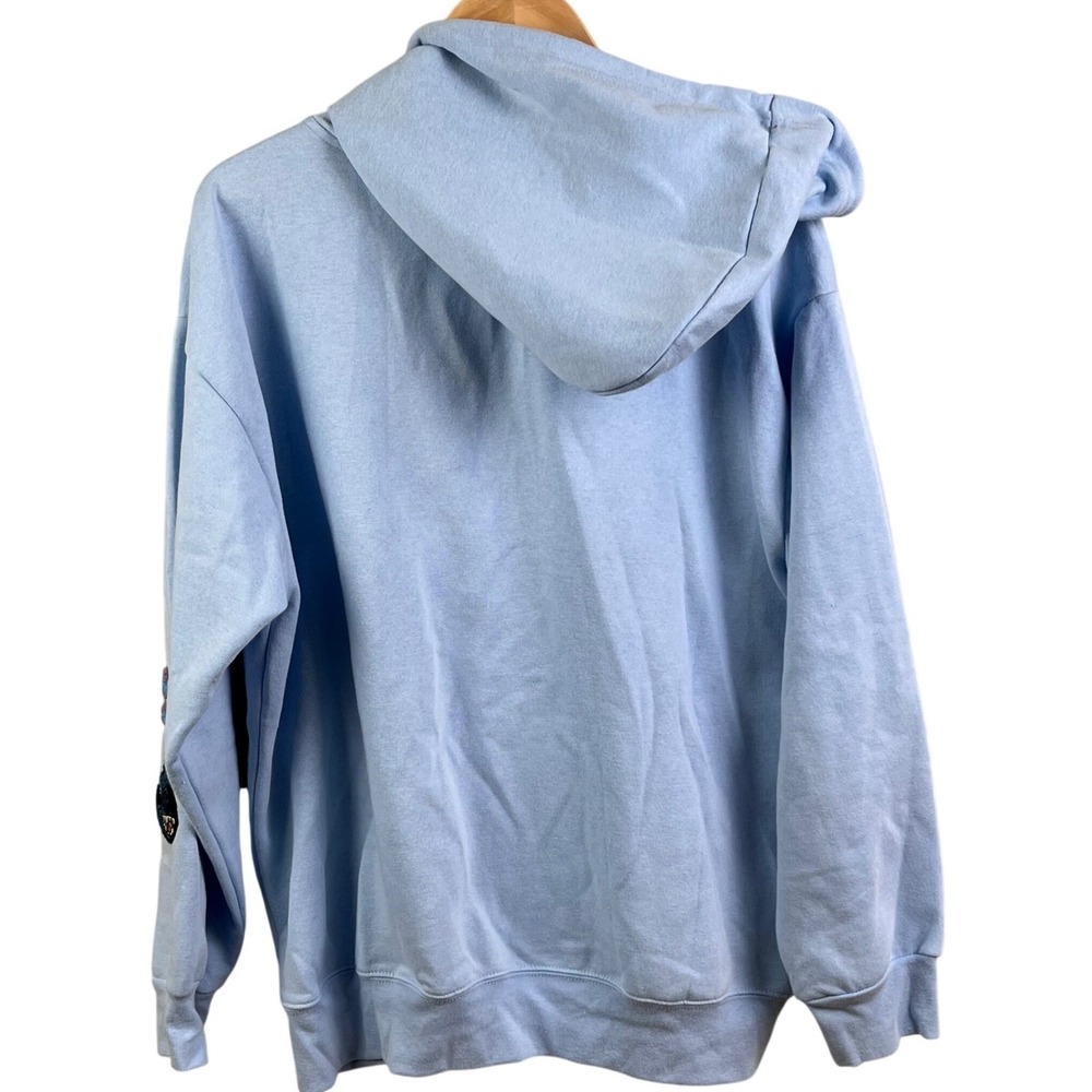 Disney Lilo & Stitch Light Blue Full Zip Hoodie Embroidered Chenille Patches XL - Picture 6 of 9